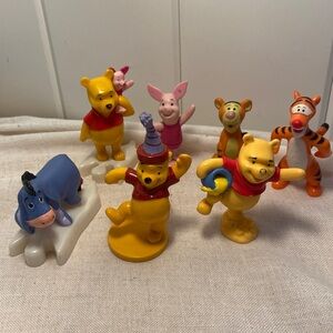 90s Winnie the Pooh and Friends 7 Figurine LOT vintage Disney Happy Meal toys